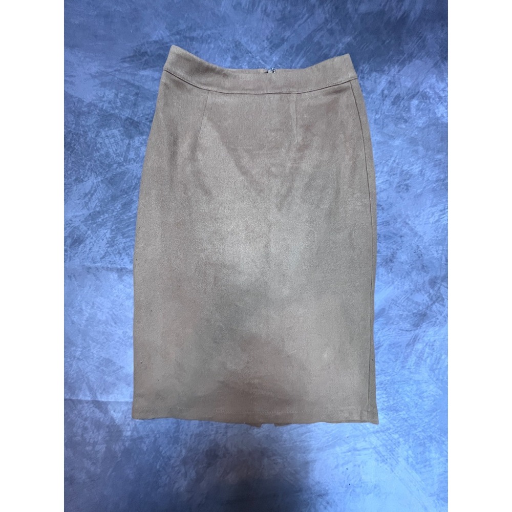 Lulus Straight & Pencil Skirt Womens Small Brown Stretch Single Slit Back Zip